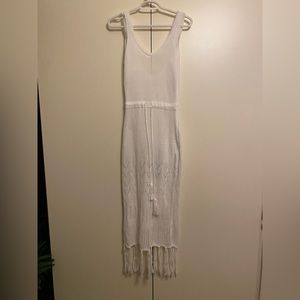 NEW Micas Tassel Hollow Up Knit Cover Up Dress in white sized small